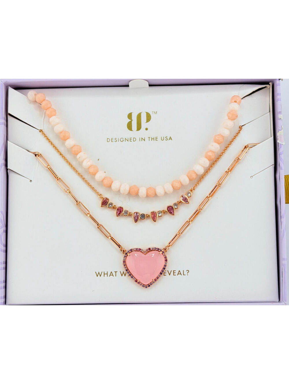 Bomb Party Luxe Layers "A Seaside Kind of Love" Pink Chalcedony RBP7858 HEART